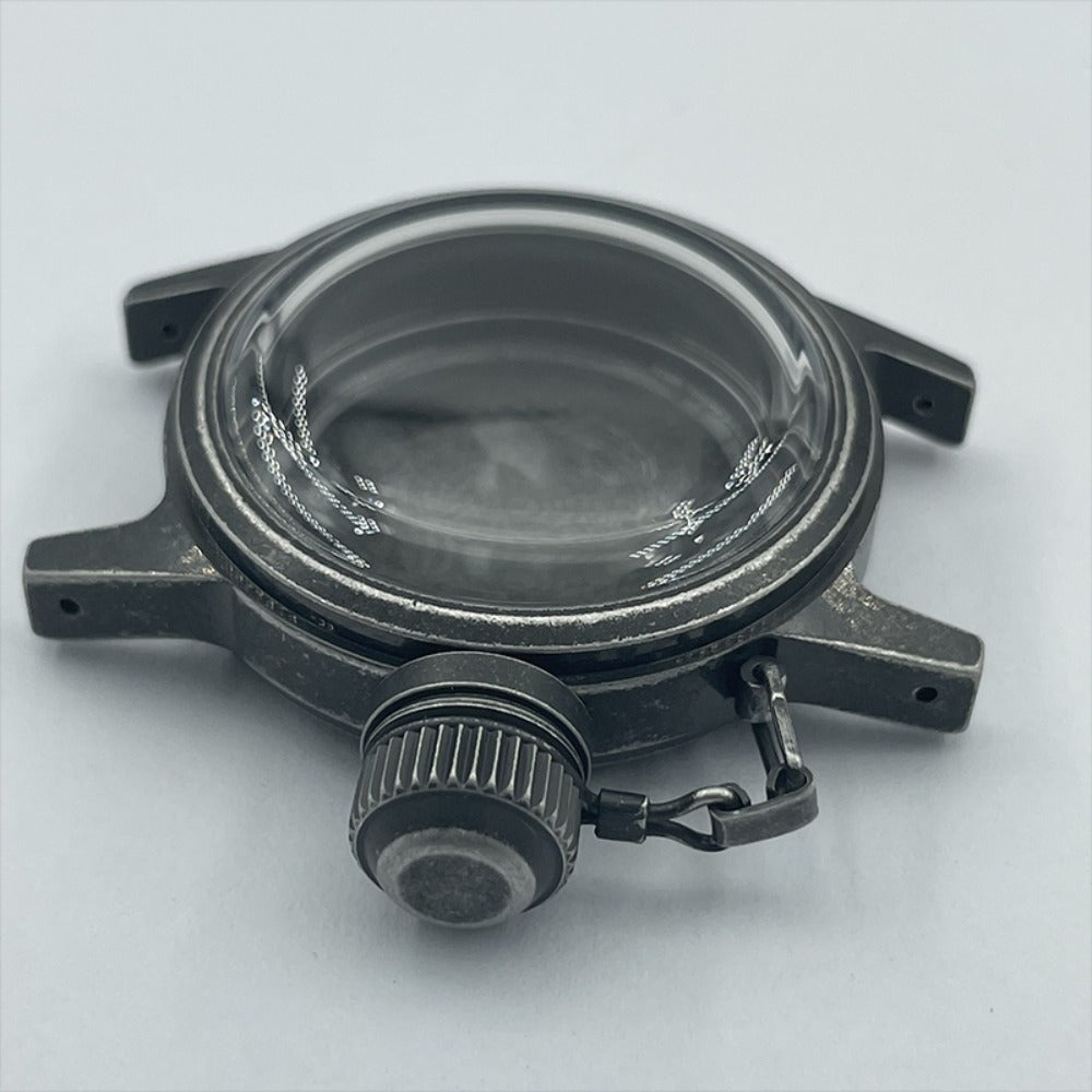 Black Kettle watch crown 28.5mm vintage style, compatible with NH35 NH36 movements, matte finish by Kettle.