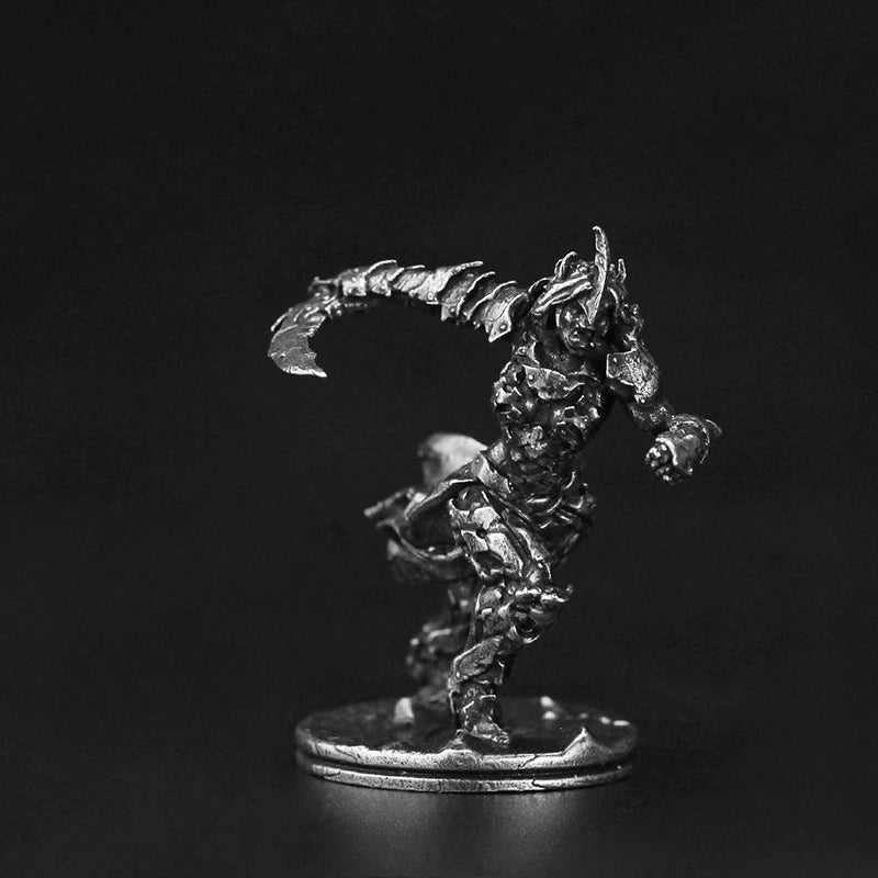Orc Curved Blade Warrior Copper Miniature Figurine White Bronze Wargame 318-16