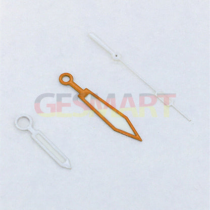 Luminous white and orange watch hands for Asian 8215/2813/8205 movement, improving visibility and style by BrandName.