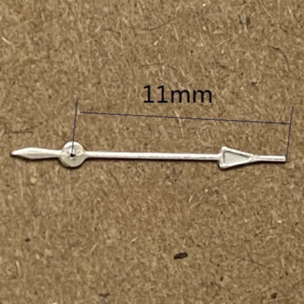 Set of 3 silver trimmed green lume second hands, 11mm, for Miyota OS10 OS20 OS30 watch movements