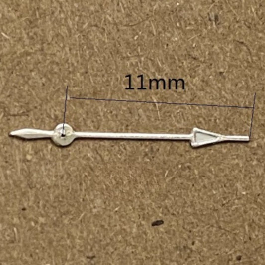 Set of 3 silver trimmed green lume second hands, 11mm, for Miyota OS10 OS20 OS30 watch movements