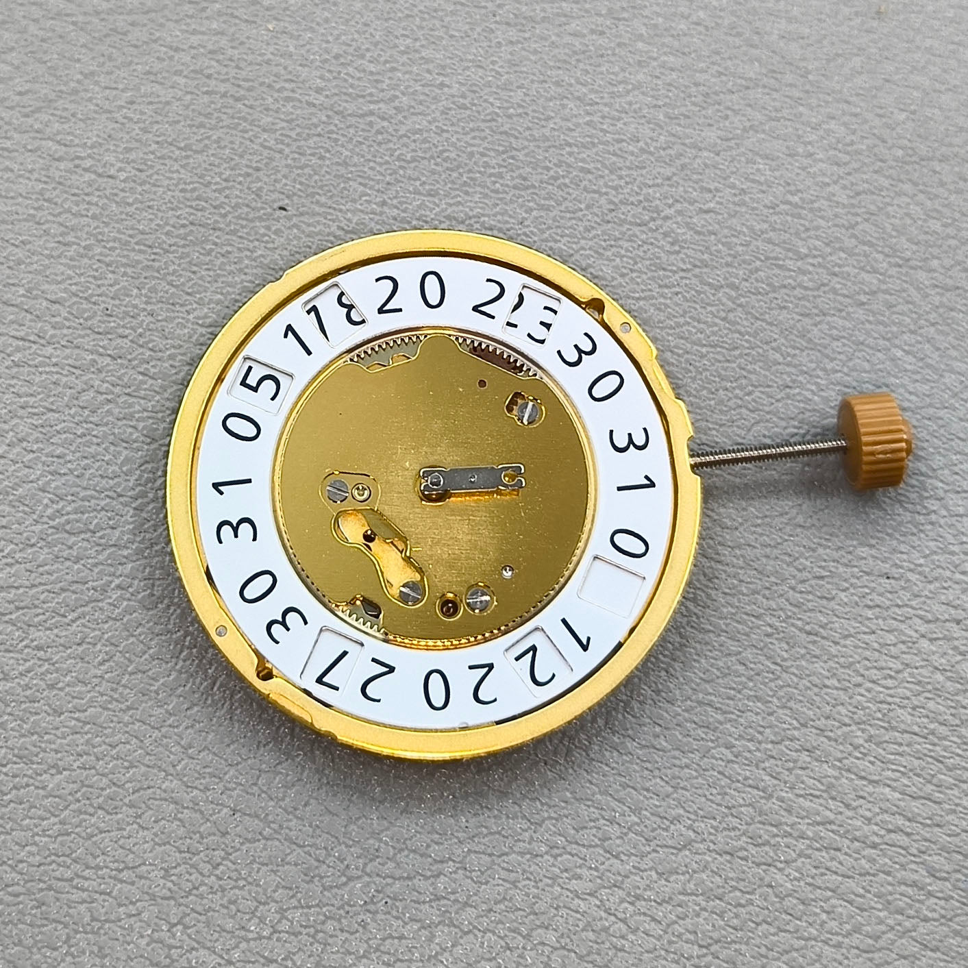 Swiss Ronda 6004B 6004.B Quartz Watch Movement Golden Plated Date@12