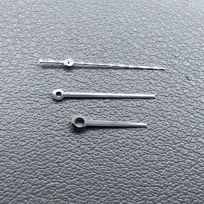 Silver 3 hands for ETA C07.111 movement, no lume, modified design by T086 for watch accessories.