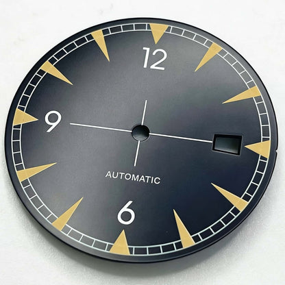 33.5mm Green Lume Black Watch Dial Fit for NH35 NH36 Movement