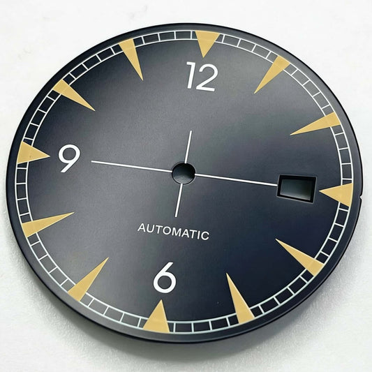 33.5mm Green Lume Black Watch Dial Fit for NH35 NH36 Movement