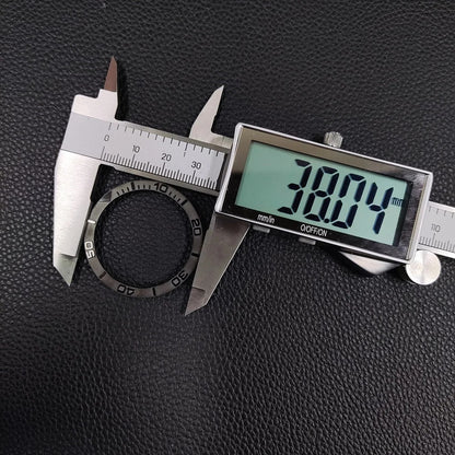 38x31.5mm flat black matte ceramic bezel with insert rings for watch case replacement accessories by Metallic.