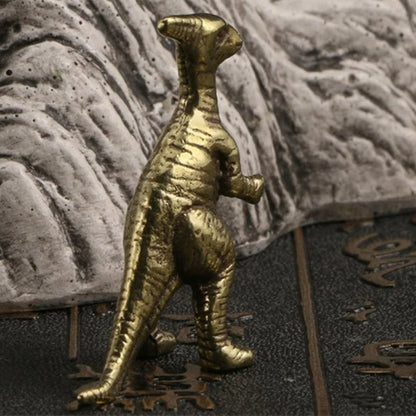 Hand-carved Solid Copper Coelurosaur bronze model figurine, Jurassic Cretaceous design.