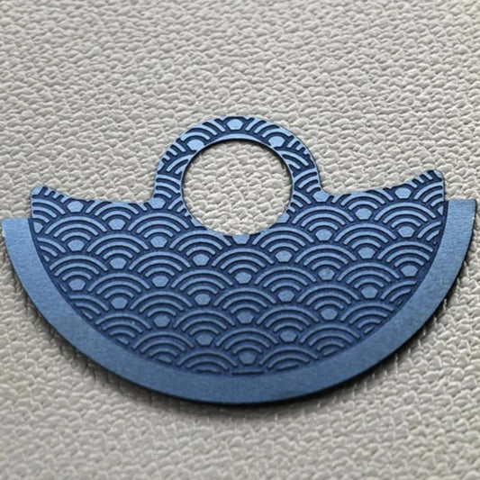 Sea Blue waved rotor oscillating weight overlay for NH35 NH36 7S26 4R35 watch movements.