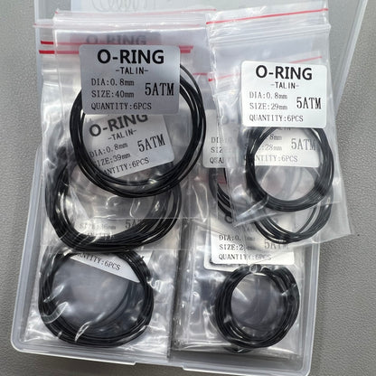 0.8mm 132 PIECES Rubber Silicone Watch Gasket O-Ring Back Case Assorted