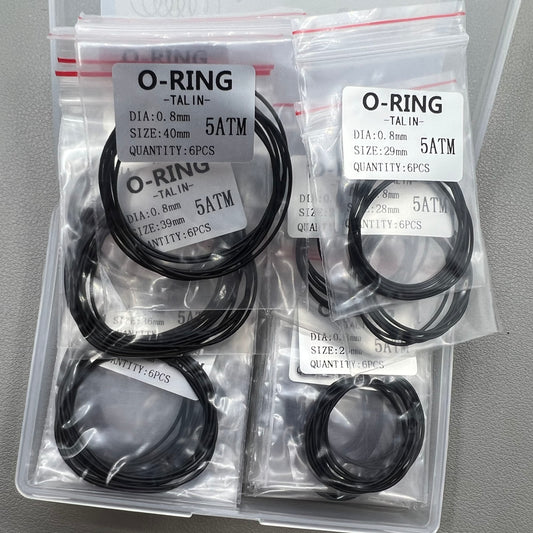 0.8mm 132 PIECES Rubber Silicone Watch Gasket O-Ring Back Case Assorted