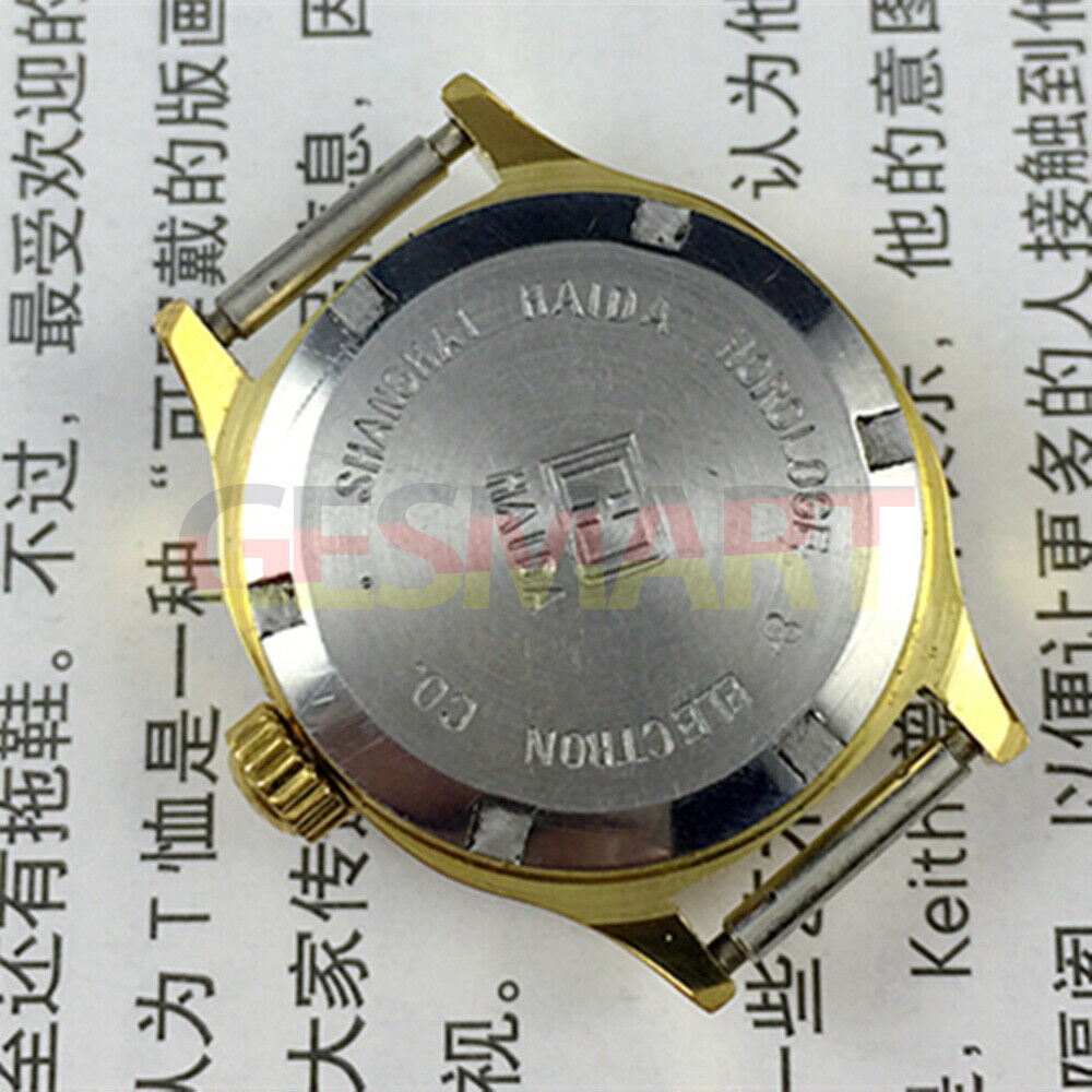 SHANGHAI HAIDA Montre mécanique manuelle pour femme, clou doré, cadran violet, boîtier carré