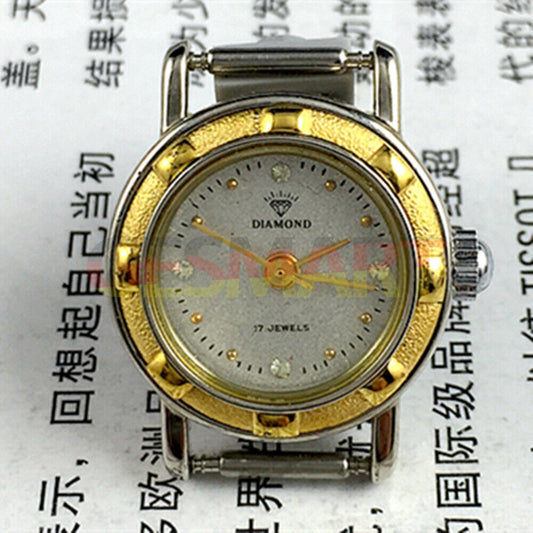 21mm Shanghai Diamond lady watch with grey dial, 17 jewels, small manual mechanical movement, elegant style.