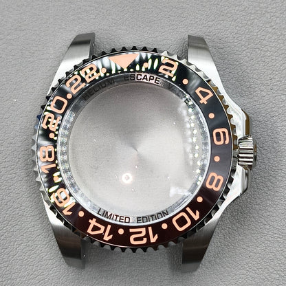 44mm Black Brown GMT Ceramic Bezel Watch Case for Deep SEA for NH34 NH35 NH36