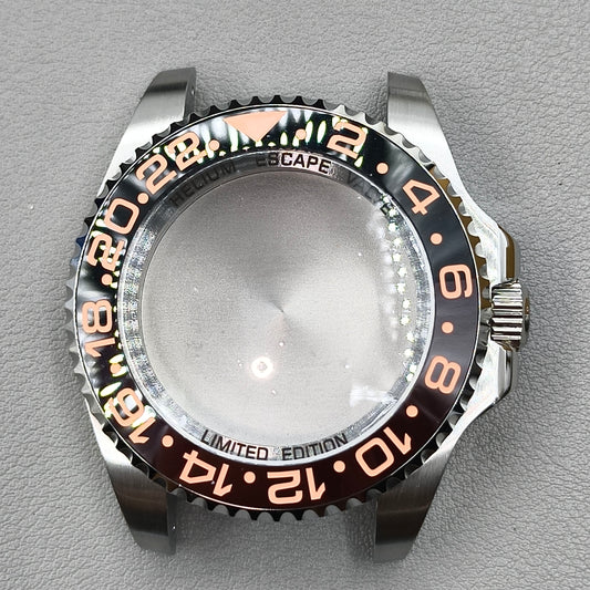 44mm Black Brown GMT Ceramic Bezel Watch Case for Deep SEA for NH34 NH35 NH36