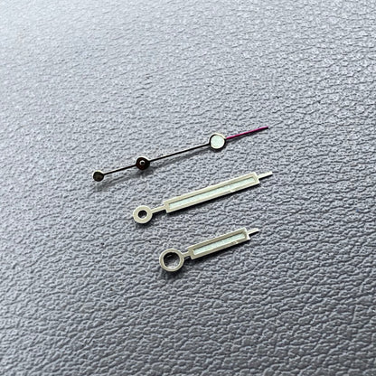Green luminous watch hands with golden trim for NH35 NH36 movements, enhancing visibility and style.