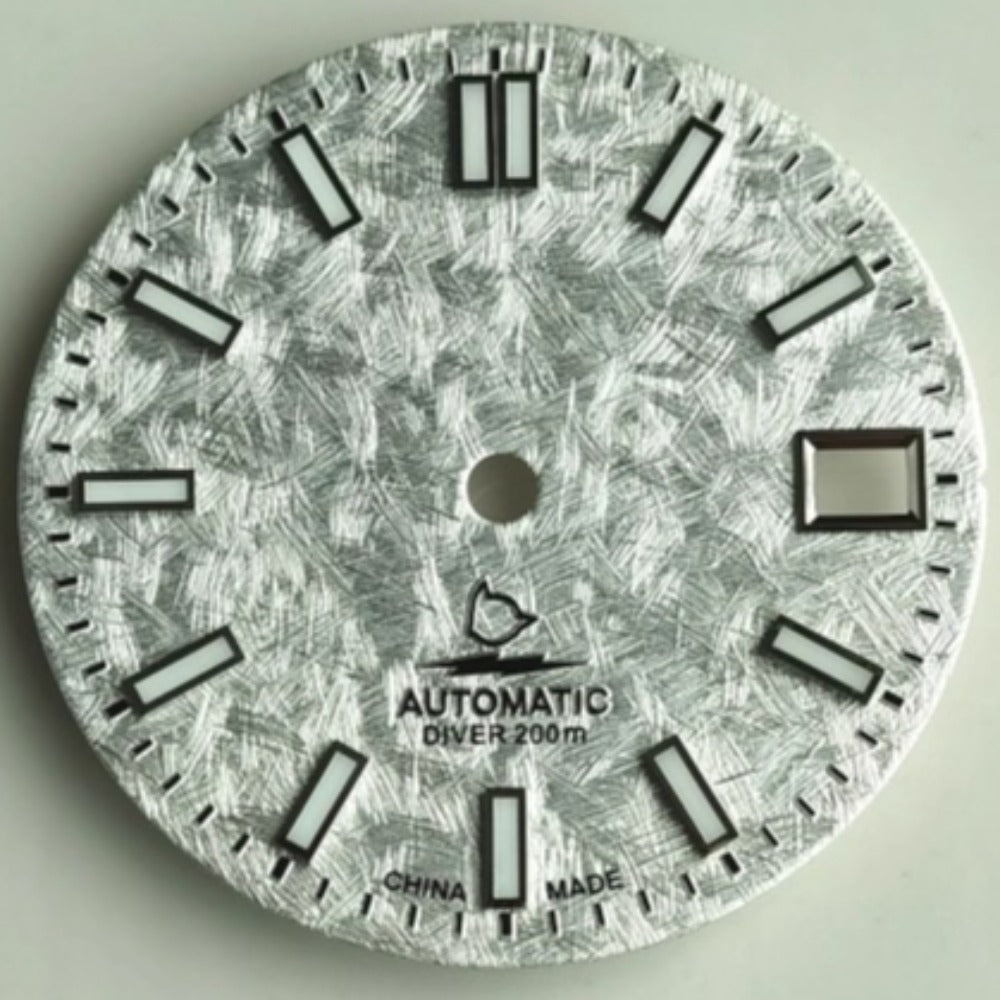 28.5mm BGW9 blue lume watch dial with white marble vein, compatible with NH35 NH36 movement, no logo