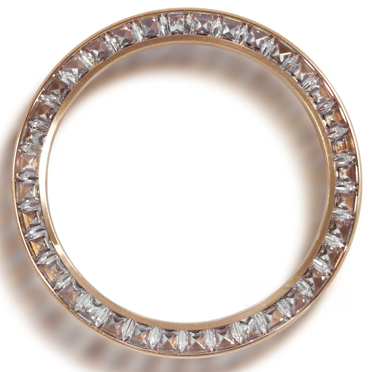 Daytona T-Shaped Square Moissanite Inclined Rose Golden Watch Bezel