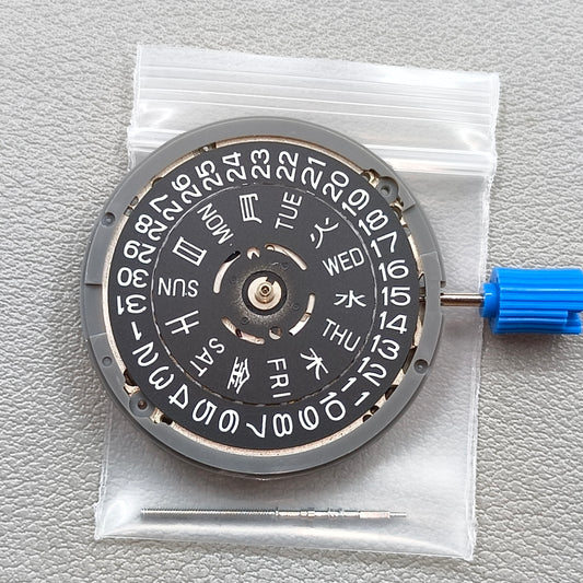 Seiko NH36A Black Automatic Mechanical Movement Green Lume Crown Position@3.8