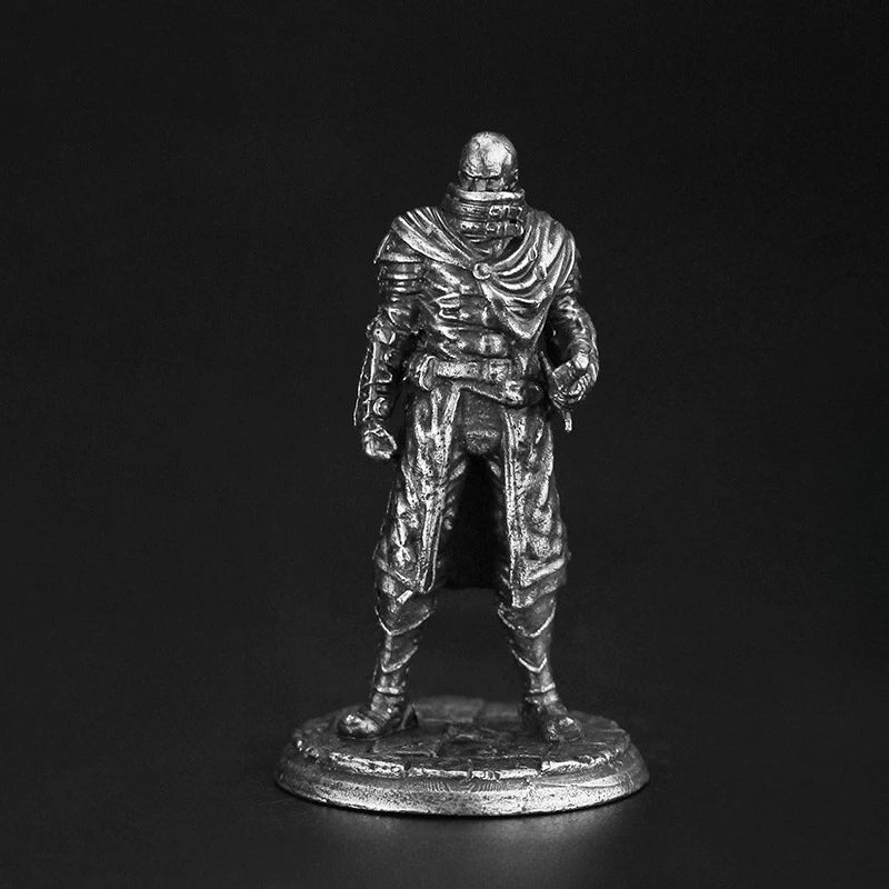 White Brass Figurine Hooded Assassin Miniature - Cloaked Rogue Dark Fantasy Figure