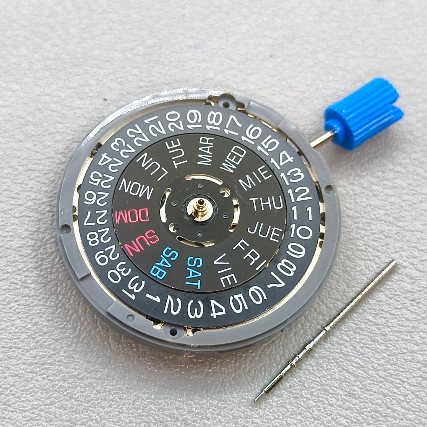 Seiko NH36 NH36A Mechanical Movement Black English Letter Week Crown@3.8