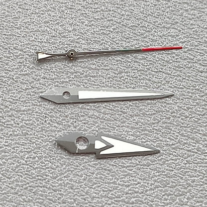 Silver Trim C3 Luminous Red Pointed Second Hand Watch Hands for NH36/35 Movement