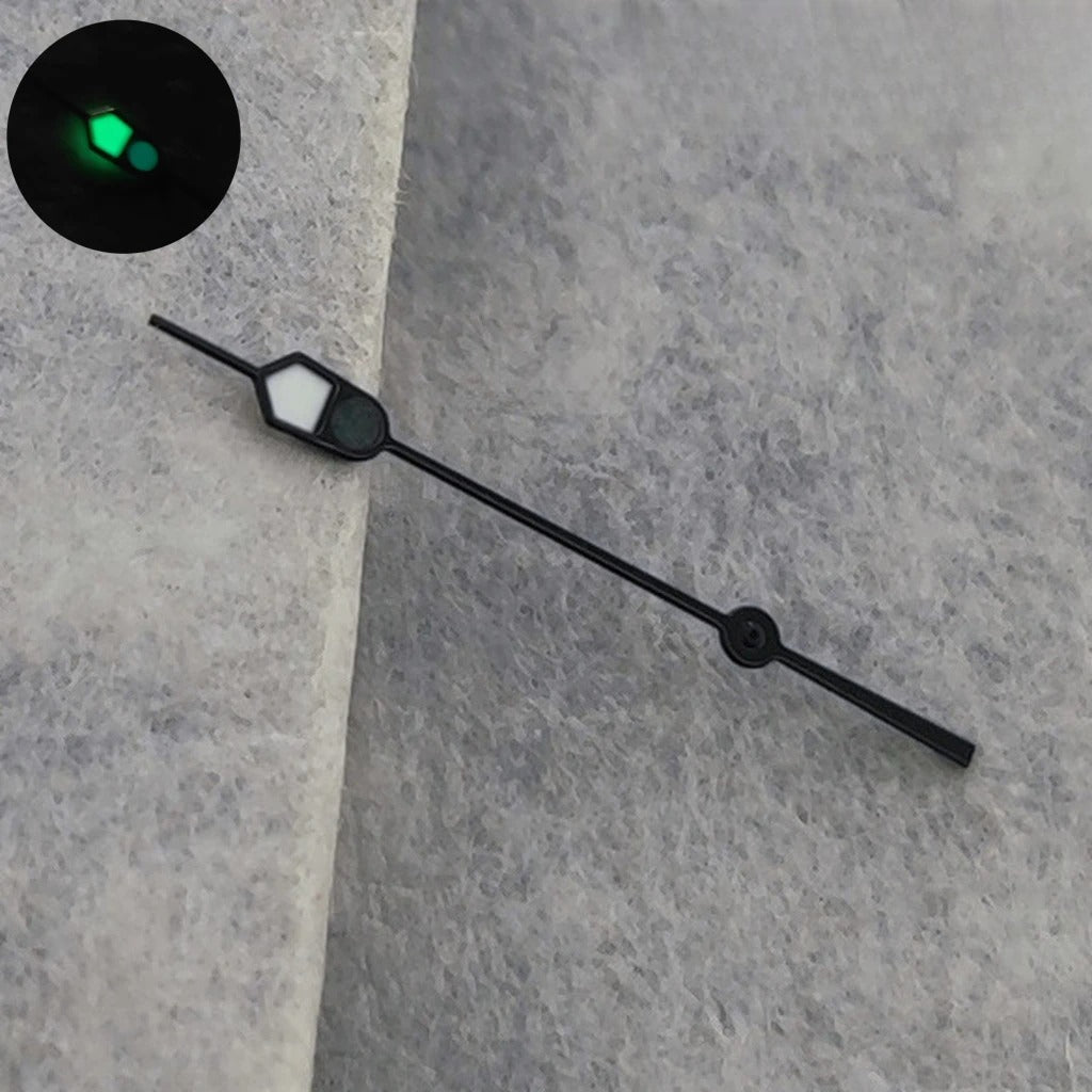 13mm Silver Black For NH35 NH36 7S26 7S36 4R35 4R36 Watches  C3 Green Luminous