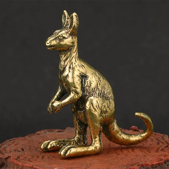 Solid Copper Kangaroo Trinket Vintage Hand Carved Bronze Model Figurines