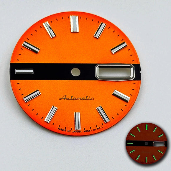28.5mm Datejust Orange Green Luminous Watch Dial for NH35 NH36 Movement