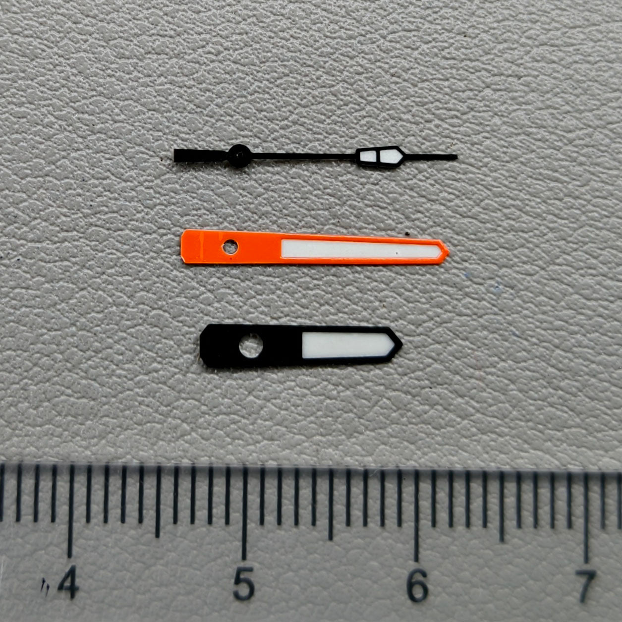 2 Sets White Painted Green Lume Black+Orange Trim Watch Hands for NH35 NH36 NH70
