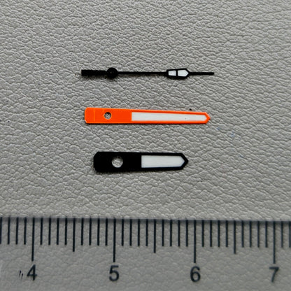2 Sets White Painted Green Lume Black+Orange Trim Watch Hands for NH35 NH36 NH70