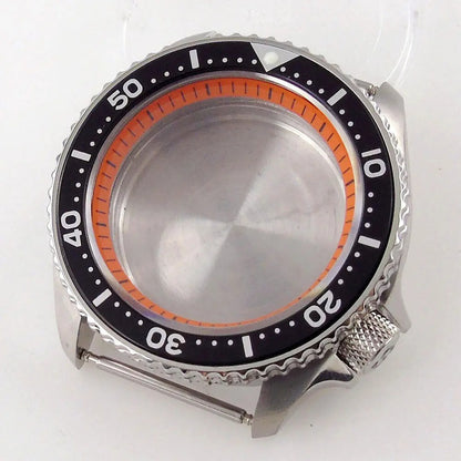 42mm Orange Chapter Ring Watch Case Sapphire Glass fit  NH35 NH36 NH34 SKX007