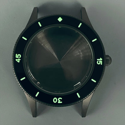40mm 316L steel vintage watch case with green lume ceramic bezel for NH35 movement