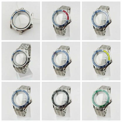 42MM Diving Watch Case Sapphire Glass Unidirectional Rotating Bezel For NH35