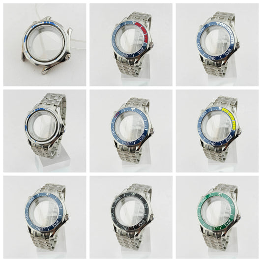 42MM Diving Watch Case Sapphire Glass Unidirectional Rotating Bezel For NH35