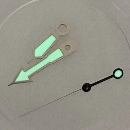 C3 Super Lume green watch hands with silver trim, compatible with NH35 NH36 NH38 NH70 NH72 movements,.