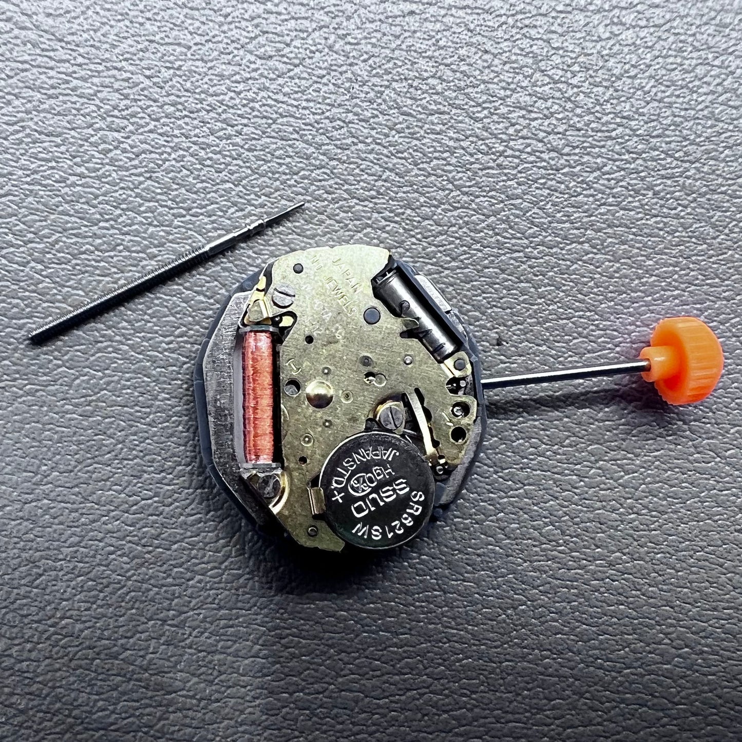 Japan Miyota 6L02 quartz watch movement with double calendar, three hands, date @6, precision timing component.