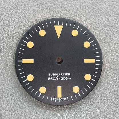 28.5mm Retro Watch Dial Green Luminous Suitable for NH35/8215/2836 Movement