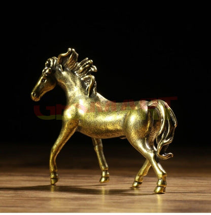Hand-carved vintage solid copper horse trinket, perfect for rustic decor or collector display.