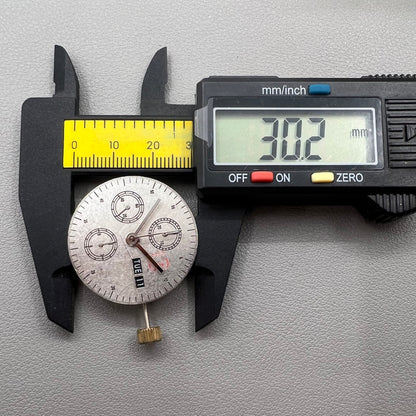 China 7750 automatic chronograph movement with date, day, and small second at 9 o'clock for watch accessories.
