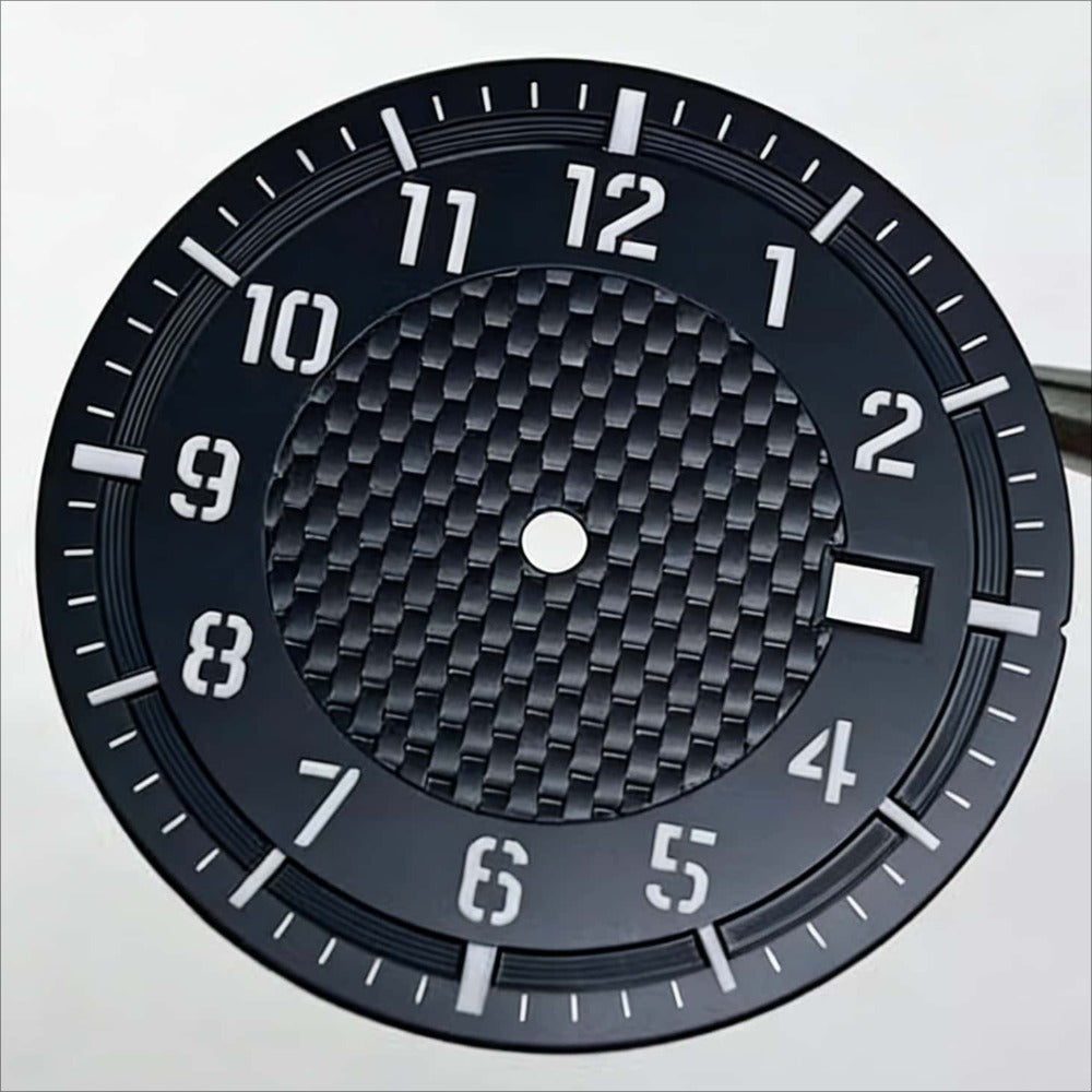 34mm Black Weaving Vein Green Lume Watch Dial Fit for NH35 NH36 Movement