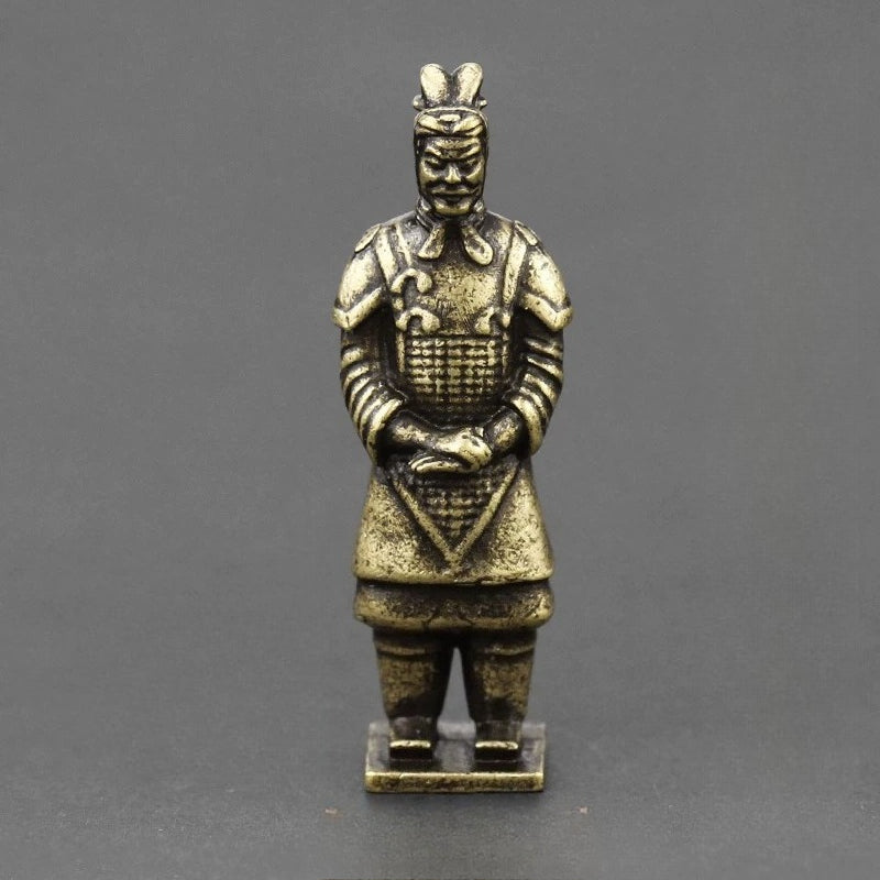 Terracotta Warrior Copper Figurine Solid Brass Keychain Pendant Charm HT-006