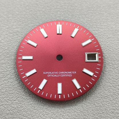 Metal Polished Red with Green Luminous Watch Dial for Movement NH35