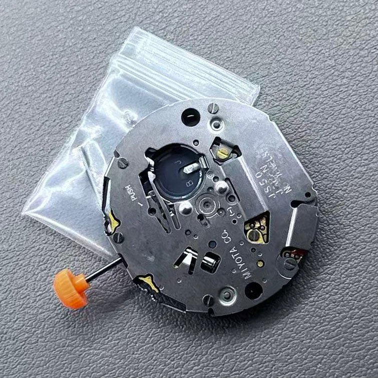 Japan Miyota JS50 quartz watch movement with small second hand at 4, 6, and 7 o'clock positions