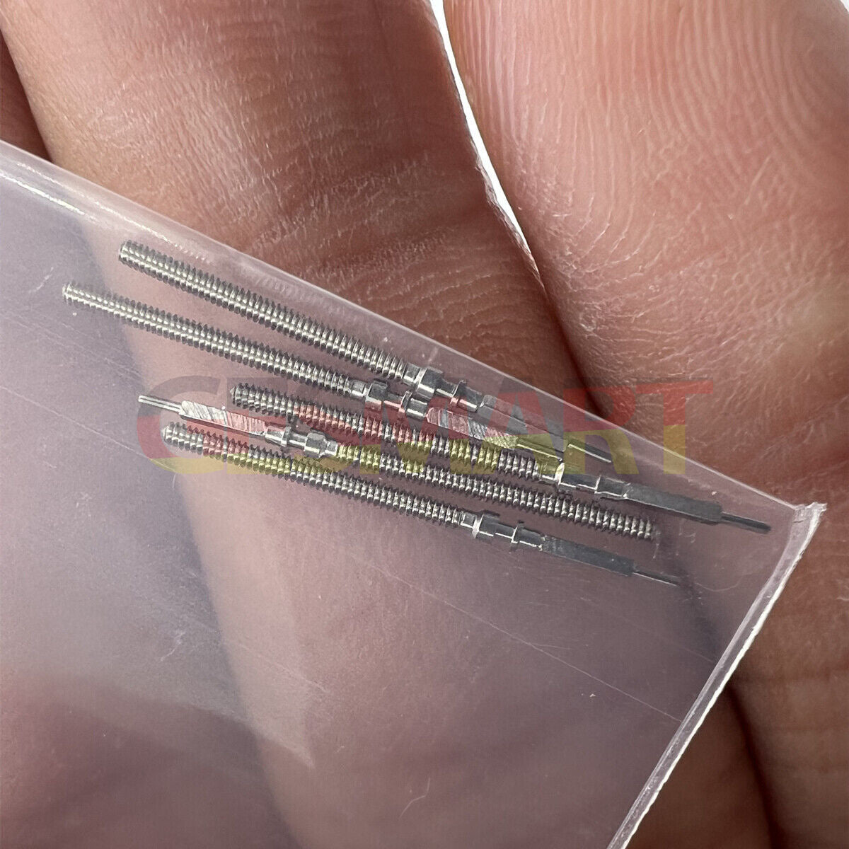 Omega watch winding stem for 560-565 models, precise replacement part for smooth time adjustment.