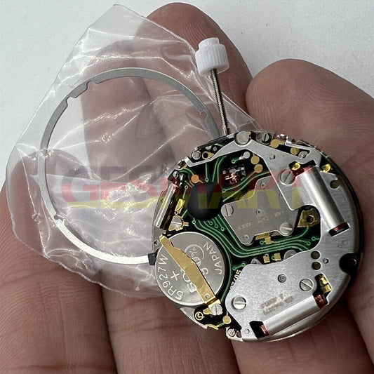 Watchmakers ISA 8171 silver quartz movement with date at 6, multifunction repair part for watches