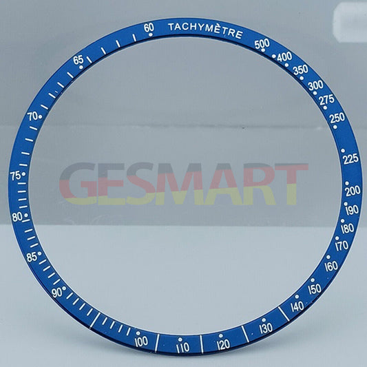 Blue 38.5mm aluminum alloy watch bezel with white font for Omega Speedmaster