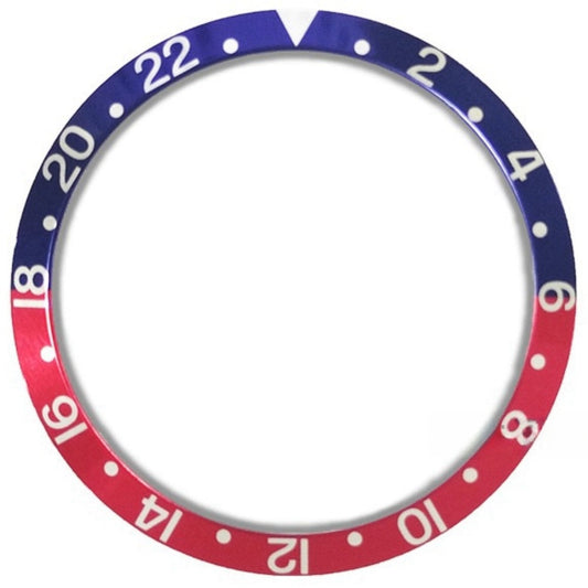 36,5/30,8 mm Vintage Aluminium Blau+Rot 2-22 SUB Uhrenlünette Schräg