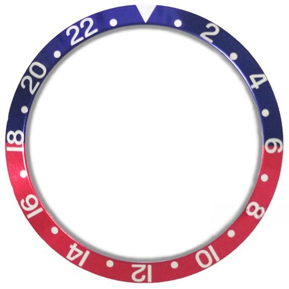 36.5/30.8mm Vintage Aluminum Blue+Red 2-22 SUB Watch Bezel Slope