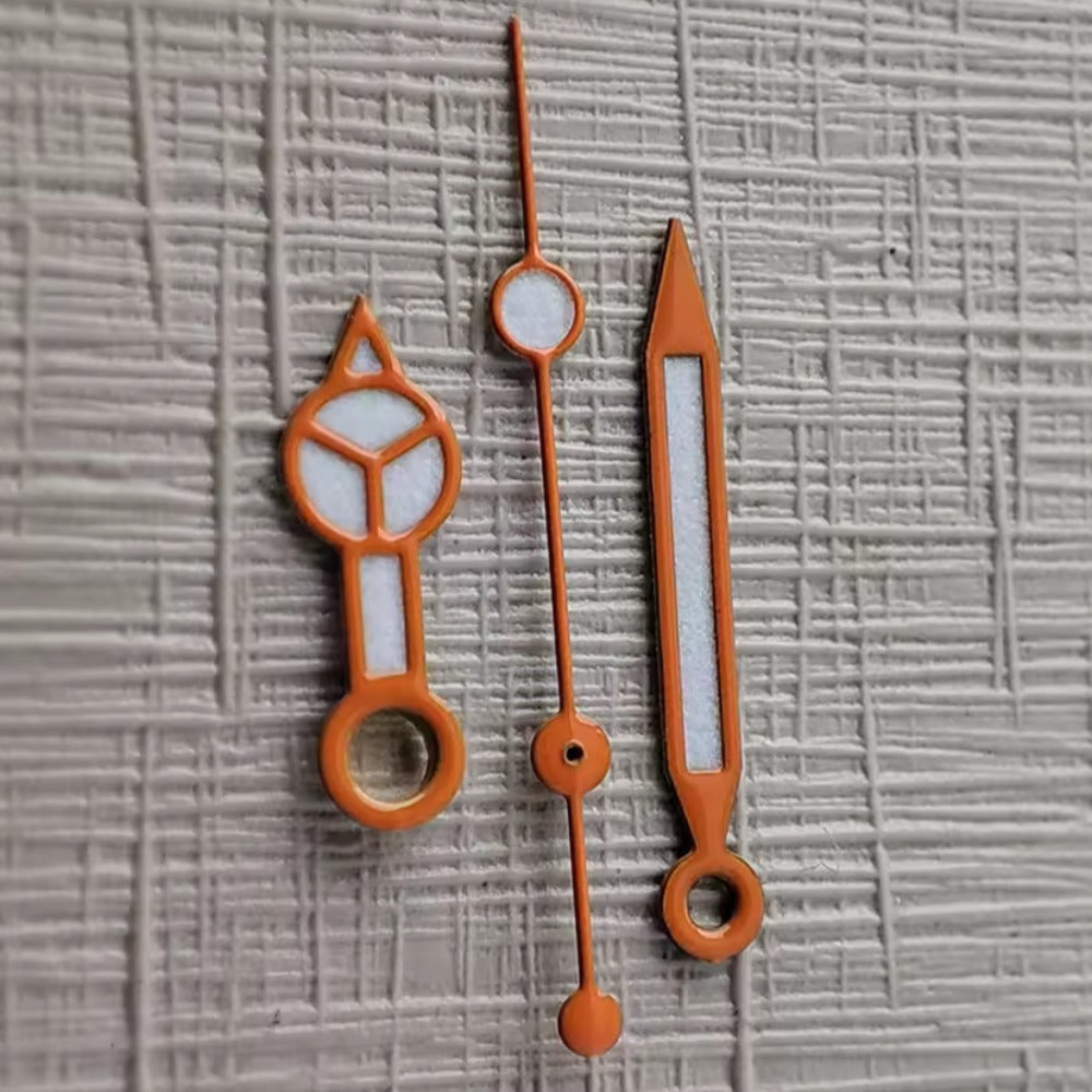 Orange trim green lume watch dial marker, 7.75x12x12.5mm, compatible with NH35/36/4R/7S movements.