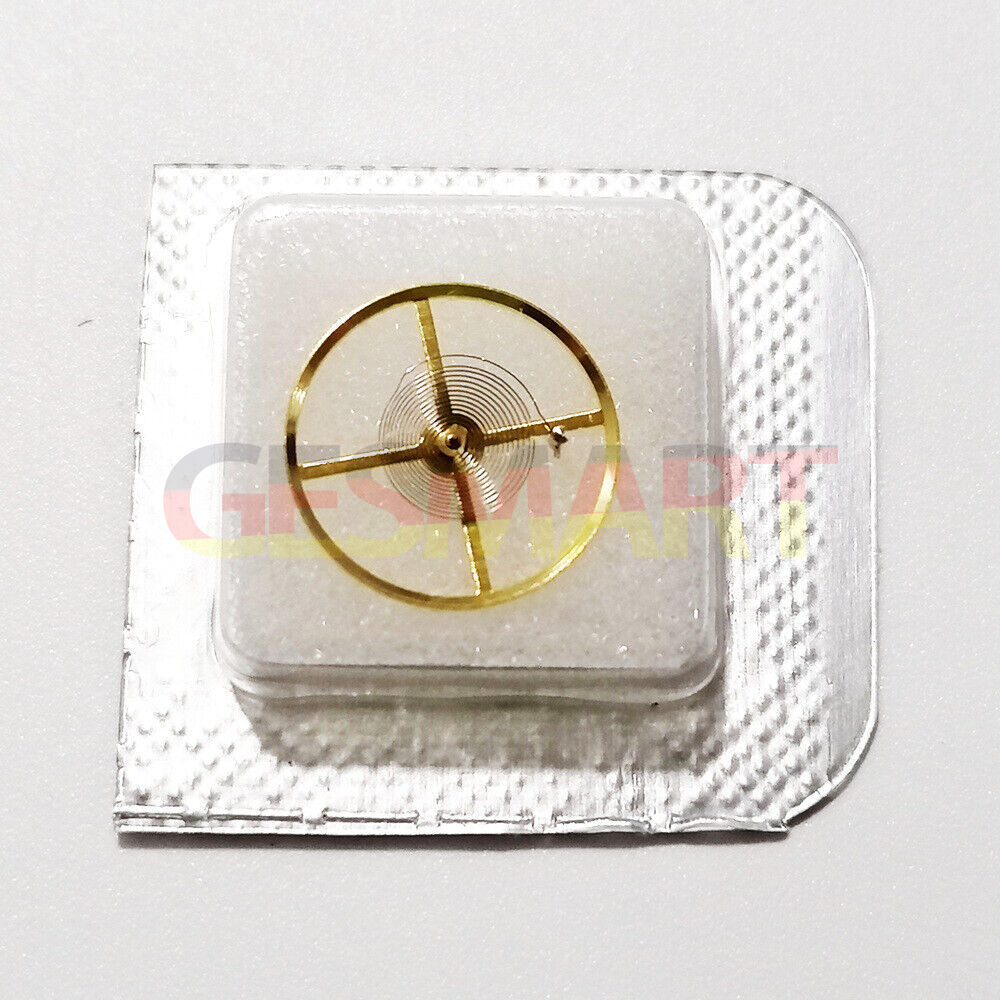 Golden balance wheel with hairspring for Shanghai 7120 watch movement, precision China-made component.